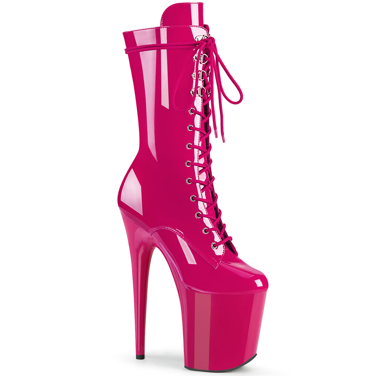 Pleaser Flamingo-1050 Lace-Up Front Mid Calf Boot