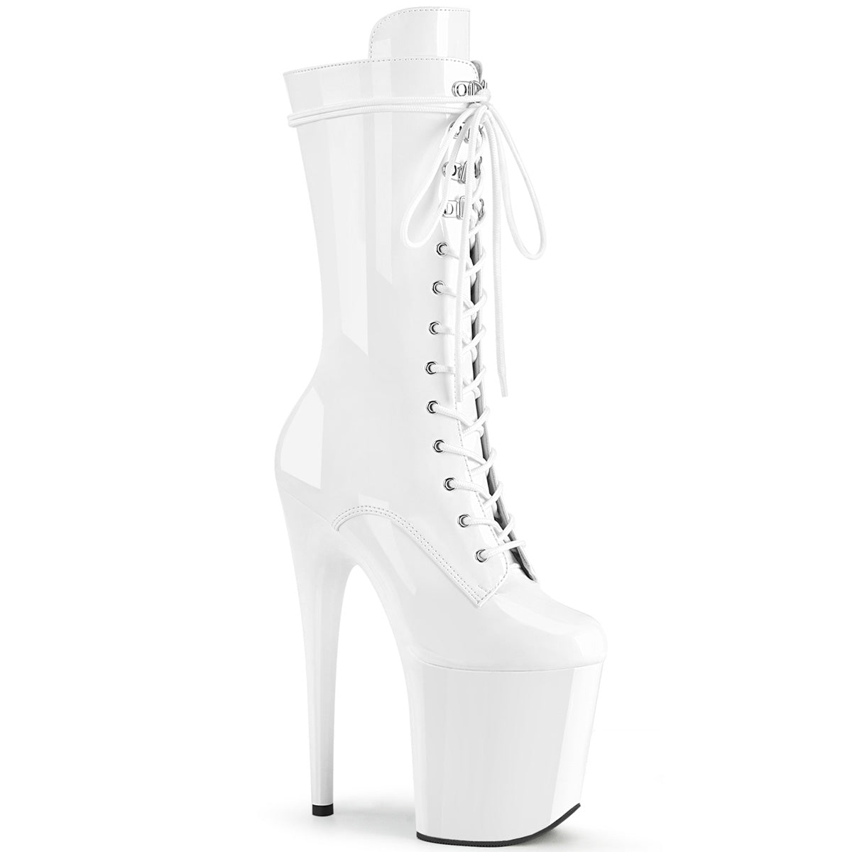 Pleaser Flamingo-1050 Lace-Up Front Mid Calf Boot