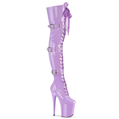 Pleaser Flamingo-3028 Lace-Up Front Stretch Thigh High Boot