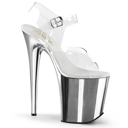 Pleaser Flamingo-808 Ankle Strap Sandal with Chrome Plated Bottom