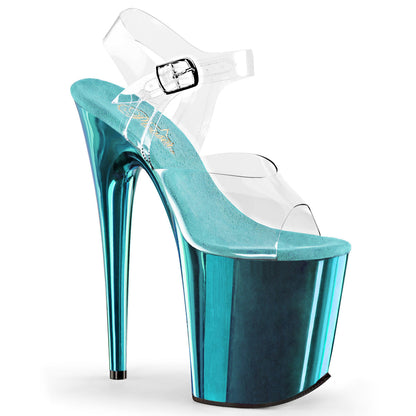 Pleaser Flamingo-808 Ankle Strap Sandal with Chrome Plated Bottom