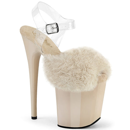 Pleaser Flamingo-808FUR Peep Toe Fluffy Faux Fur Ankle Strap Sandal