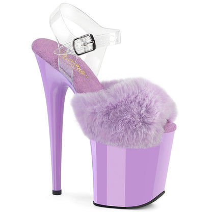 Pleaser Flamingo-808FUR Peep Toe Fluffy Faux Fur Ankle Strap Sandal