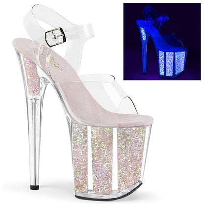 Pleaser Flamingo-808UVG Glittery Ankle Strap Exotic Stripper Shoes
