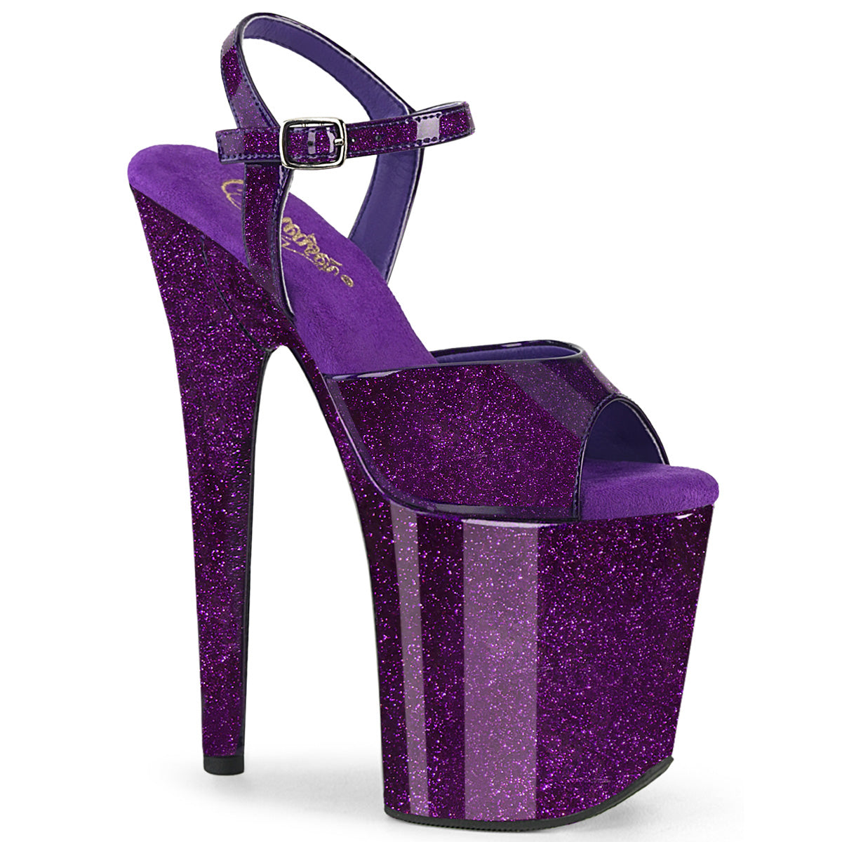 Pleaser Flamingo-809GP Glittery Ankle Strap Sandal