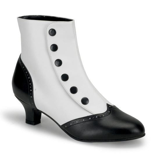 Pleaser Flora-1023 Two-Tone Button Snap Spat Ankle Boot