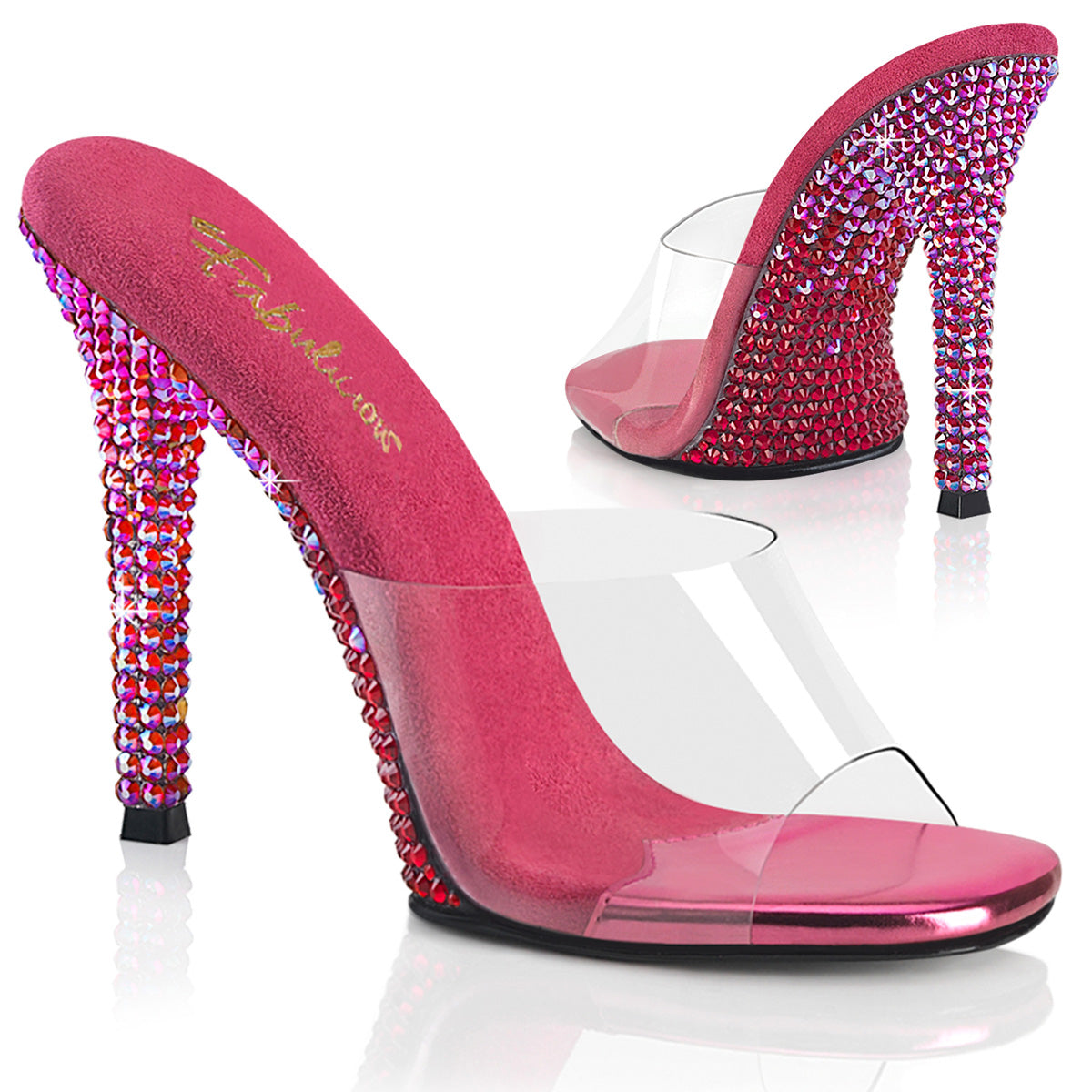 Pleaser Gala-01DMM Two Tone Rhinestones Encrusted Slide