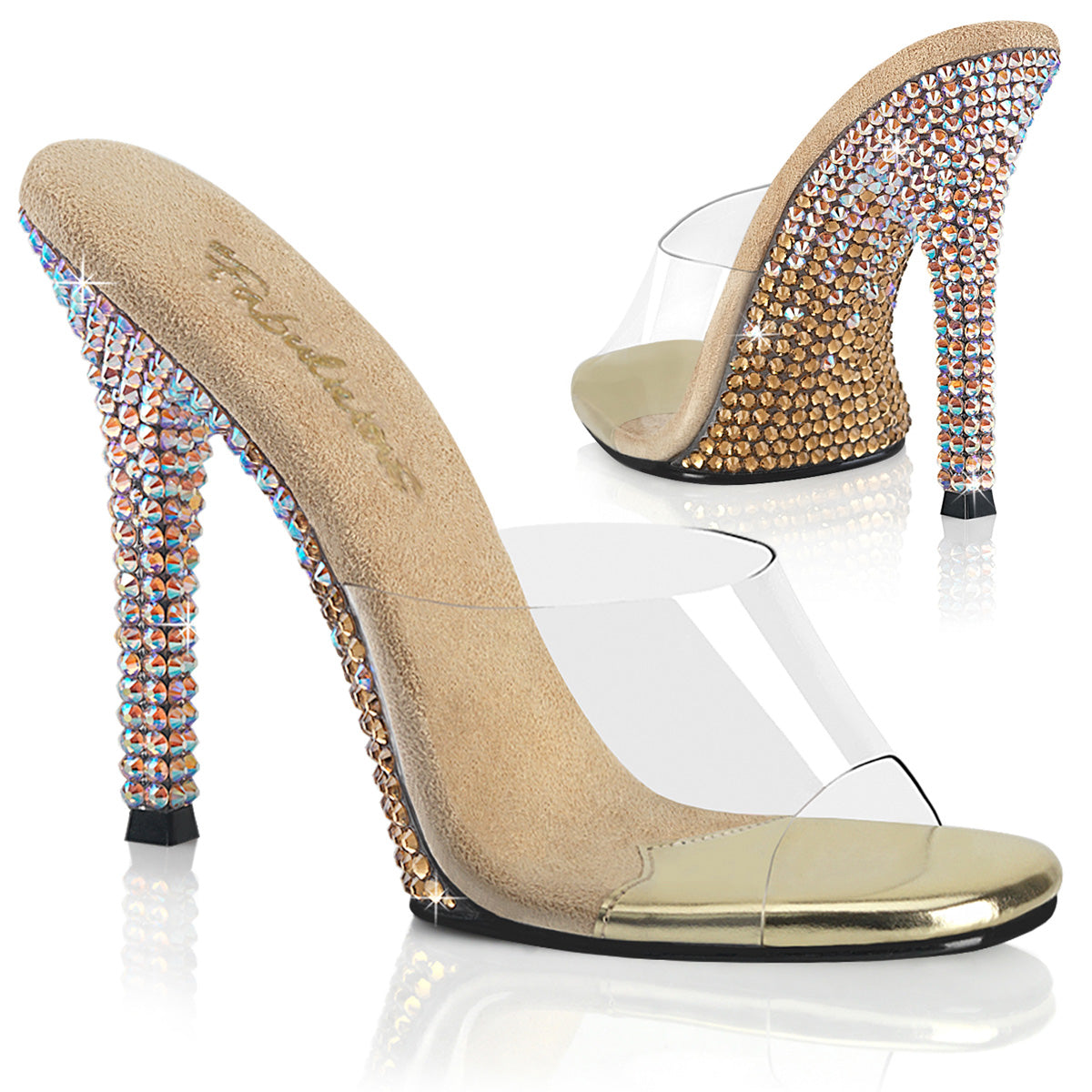 Pleaser Gala-01DMM Two Tone Rhinestones Encrusted Slide