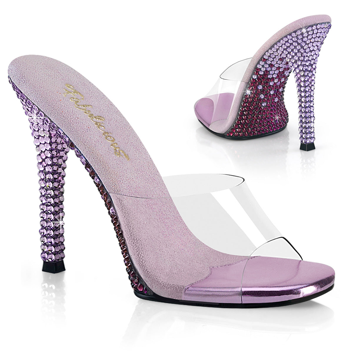 Pleaser Gala-01DMM Two Tone Rhinestones Encrusted Slide