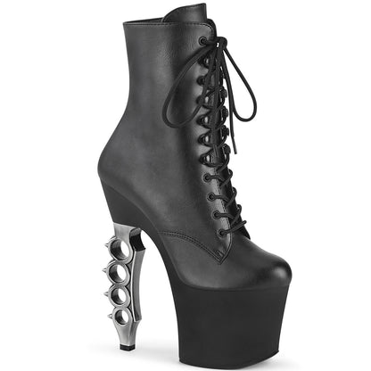 Pleaser Irongrip-1020 Brass Knuckle Heel Ankle Boot