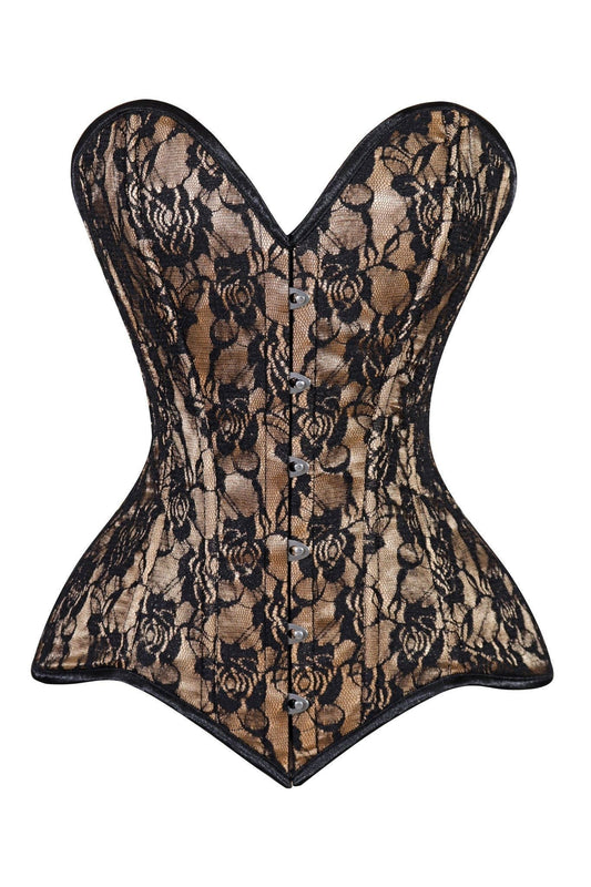 Daisy Lace Overbust Corset Sweetheart Neckline Busk Closure