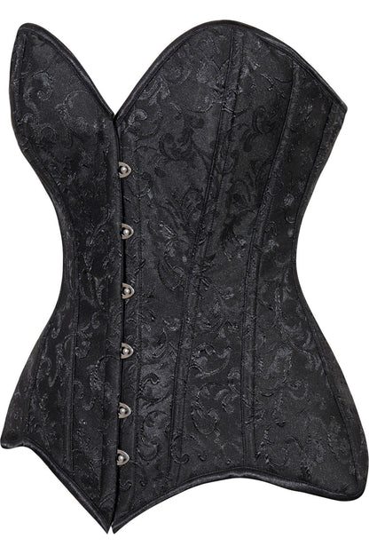Lavish Black Brocade Overbust Corset W/Busk Closure - Daisy Corsets