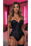Daisy Corset Black Brocade Overbust Corset W/Busk Closure