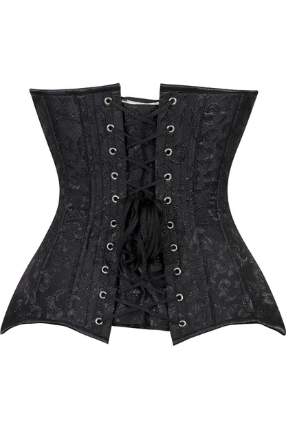 Lavish Black Brocade Overbust Corset W/Busk Closure - Daisy Corsets