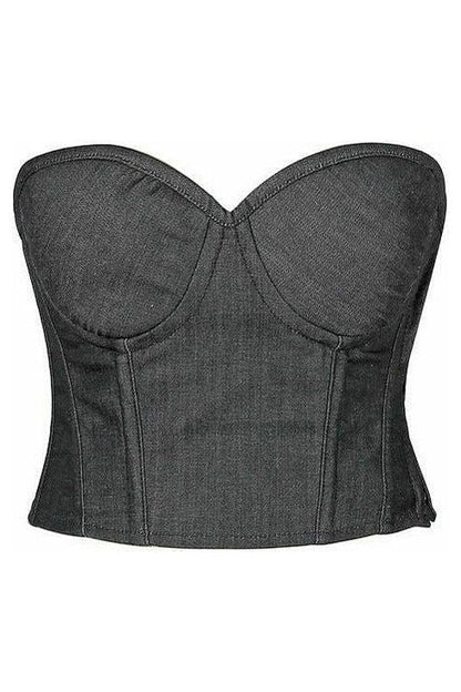 Lavish Black Denim Underwire Bustier - Daisy Corsets