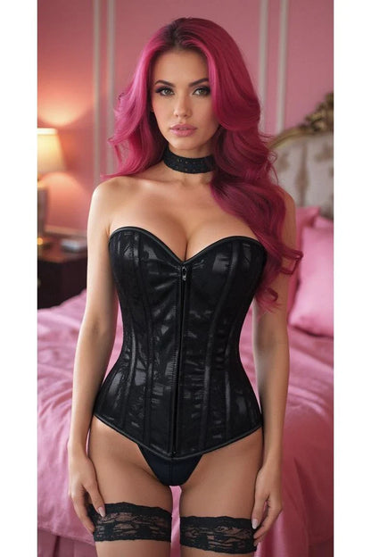 *Daisy Black Lace Front Zipper Corset LV-104