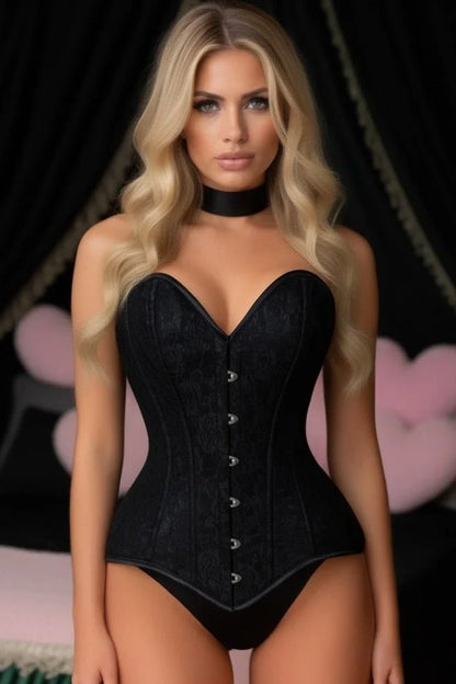 Daisy Black Lace Overbust Corset Sweetheart Neckline Busk Closure