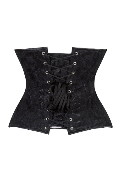 Lavish Black Lace Underbust Corset Waist Cincher Busk Closure - Daisy Corsets