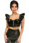 Lavish Black Patent Underwire Bustier Top w/Removable Ruffle Sleeves - Daisy Corsets