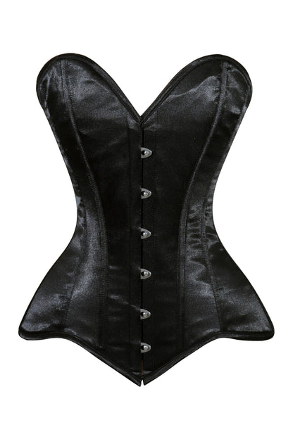 Daisy Black Satin Overbust Corset Sweetheart Neckline Busk Closure