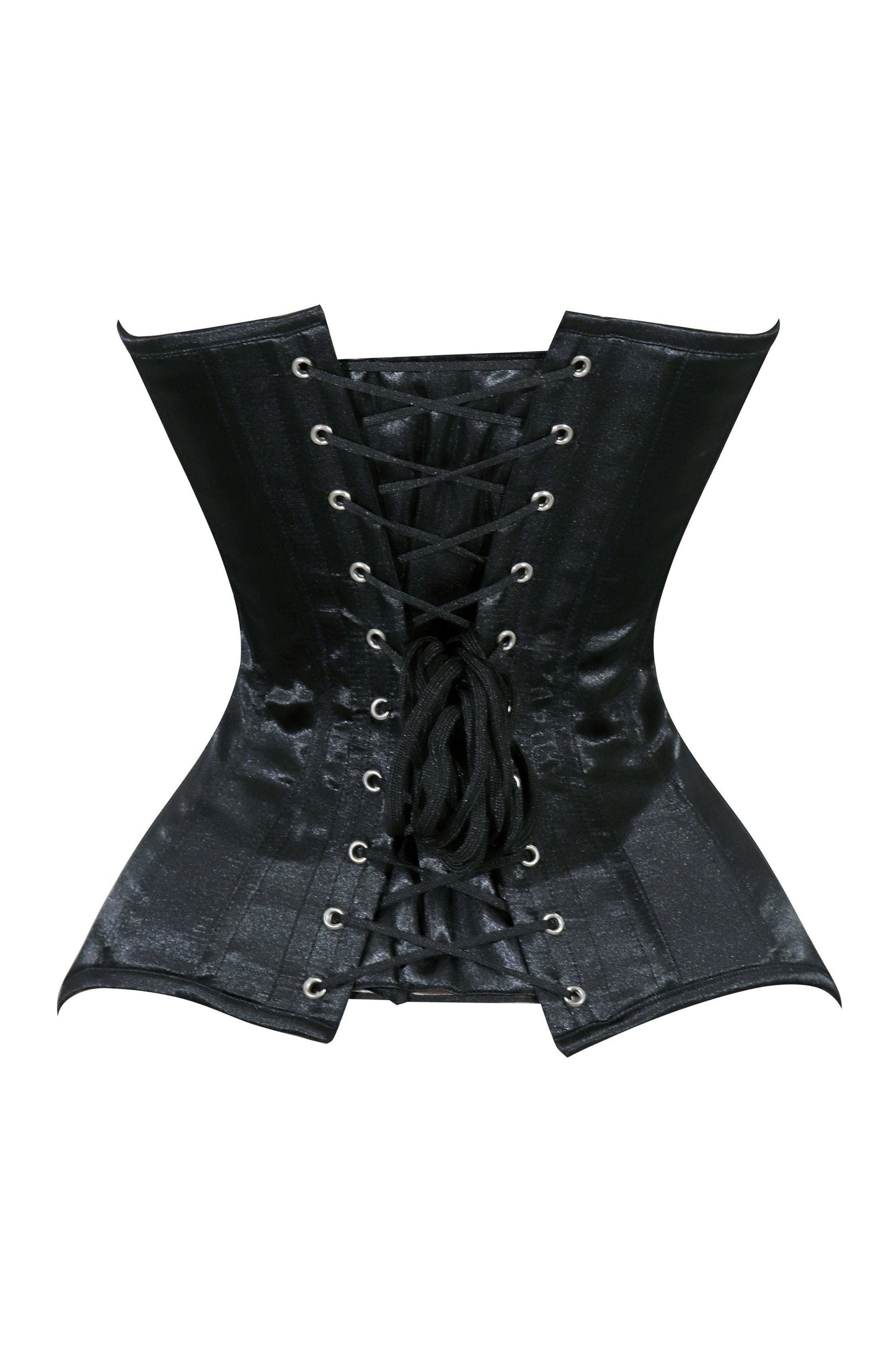 Daisy Black Satin Overbust Corset Sweetheart Neckline Busk Closure