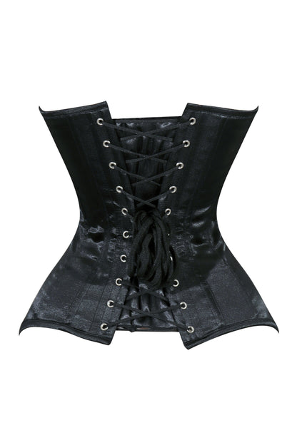 Daisy Black Satin Overbust Corset Sweetheart Neckline Busk Closure