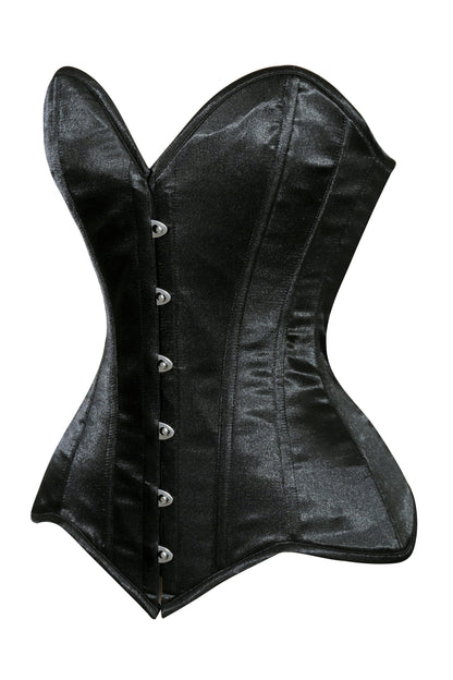 Daisy Black Satin Overbust Corset Sweetheart Neckline Busk Closure