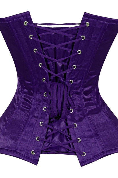 Daisy Dark Purple Satin Overbust Corset Sweetheart Neckline Busk Closure