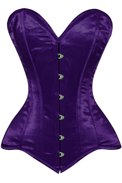 Daisy Dark Purple Satin Overbust Corset Sweetheart Neckline Busk Closure