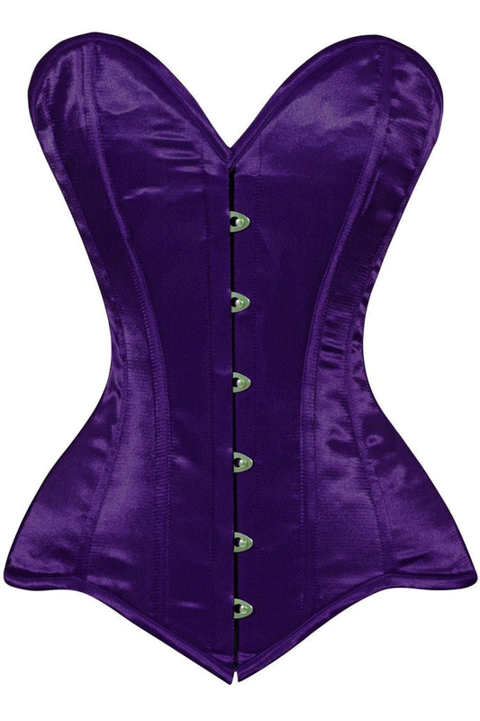 Daisy Dark Purple Satin Overbust Corset Sweetheart Neckline Busk Closure