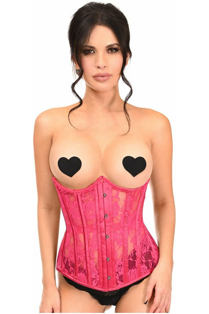 Lavish Fuchsia Sheer Lace Underwire Open Cup Underbust Corset - Daisy Corsets
