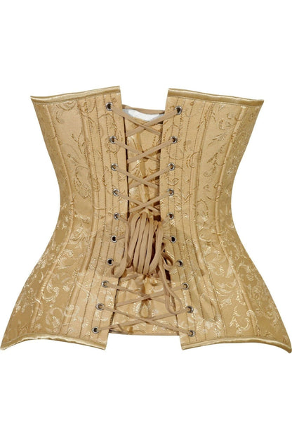 Lavish Gold Brocade Overbust Corset W/Busk Closure - Daisy Corsets