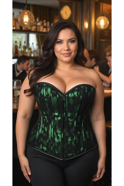 *Daisy Green Lace Front Zipper Corset LV-102