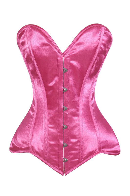 Daisy Hot Pink Satin Overbust Corset Sweetheart Neckline Busk Closure