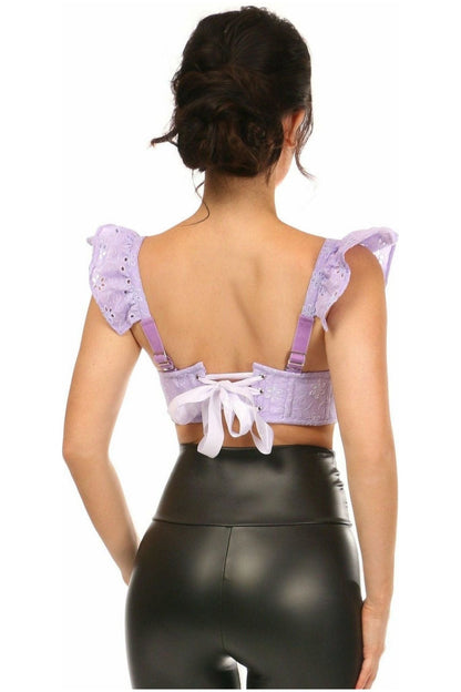 Lavish Lavender Eyelet Underwire Bustier Top w/Removable Ruffle Sleeves - Daisy Corsets