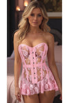 Lavish Lt Pink Sheer Lace Corset Dress - Daisy Corsets