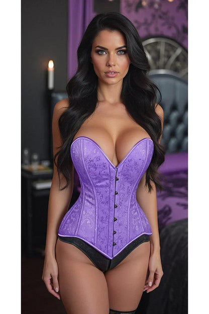 Daisy Corset Lt Purple Brocade Overbust Corset W/Busk Closure