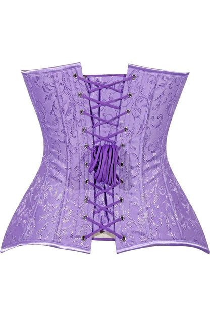 Lavish Lt Purple Brocade Overbust Corset W/Busk Closure - Daisy Corsets