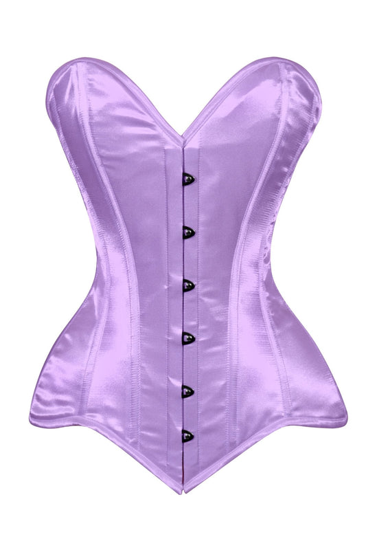 Daisy Lt Purple Satin Overbust Corset Sweetheart Neckline Busk Closure