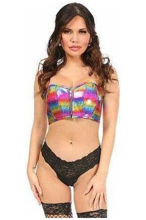 Lavish Rainbow Glitter Short Bustier Top - Daisy Corsets