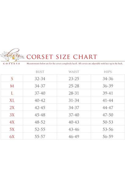Lavish Red Lycra & Lace Hook & Eye Lace - Up Bustier Corset w/Garters - Daisy Corsets