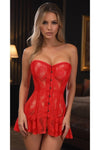Lavish Red Sheer Lace Corset Dress - Daisy Corsets