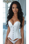 Daisy Corset White Brocade Overbust Corset W/Busk Closure