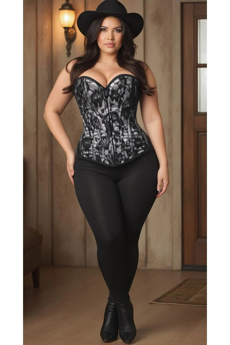 *Daisy White Lace Front Zipper Corset LV-592