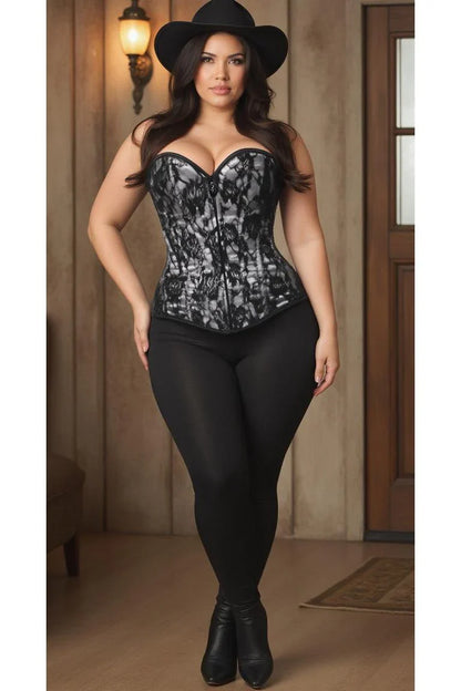 *Daisy White Lace Front Zipper Corset LV-592