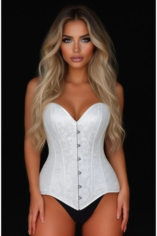 Daisy Lace Overbust Corset Sweetheart Neckline Busk Closure