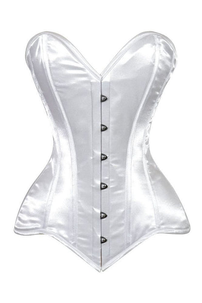 Daisy White Satin Overbust Corset Sweetheart Neckline Busk Closure