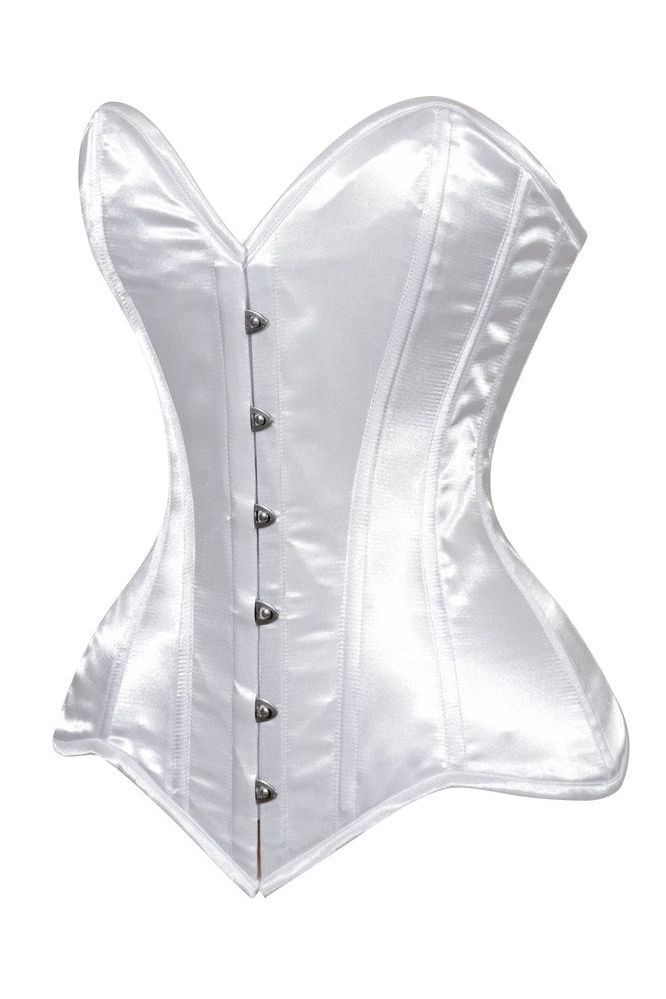 Daisy White Satin Overbust Corset Sweetheart Neckline Busk Closure