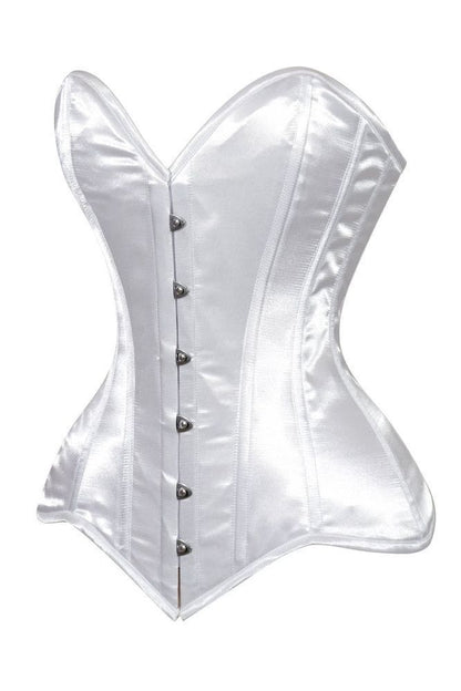 Daisy White Satin Overbust Corset Sweetheart Neckline Busk Closure