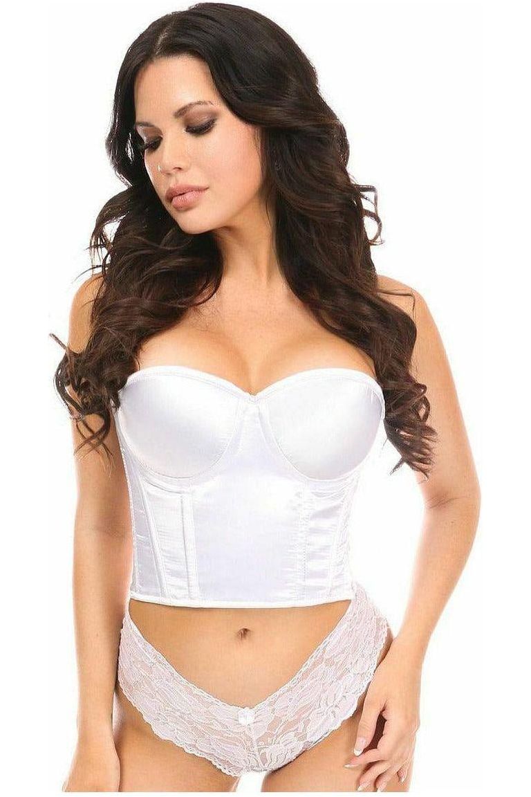 Lavish White Satin Underwire Bustier - Daisy Corsets